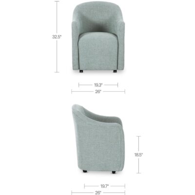 Drava Rolling Dining Chair Light Blue OA-1034-45 OA 1034 45 70 dim