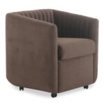 Jane Rolling Dining Chair Brown Velvet OA-1044-20 OA 1044 20 01