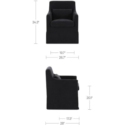 Lydia Slipcover Dining Chair Black OA-1051-02 OA 1051 02 70 dim