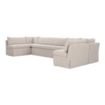 Fable Slipcover Dining Banquette U-Shape Beige 168In OA-1066-34 OA 1066 34 Fable diagL shadsilo