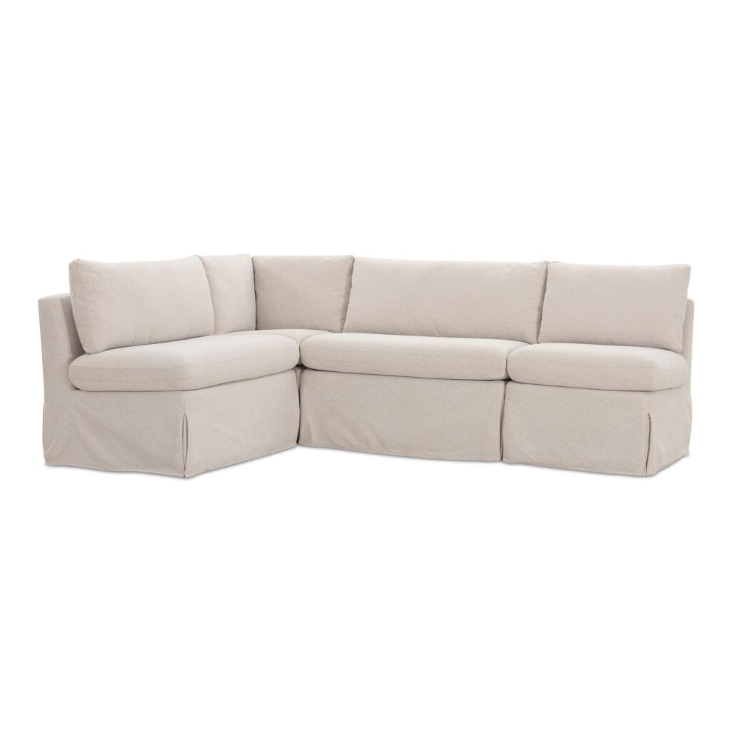 Fable Slipcover Dining Banquette L-Shape Beige 96In - Image 3