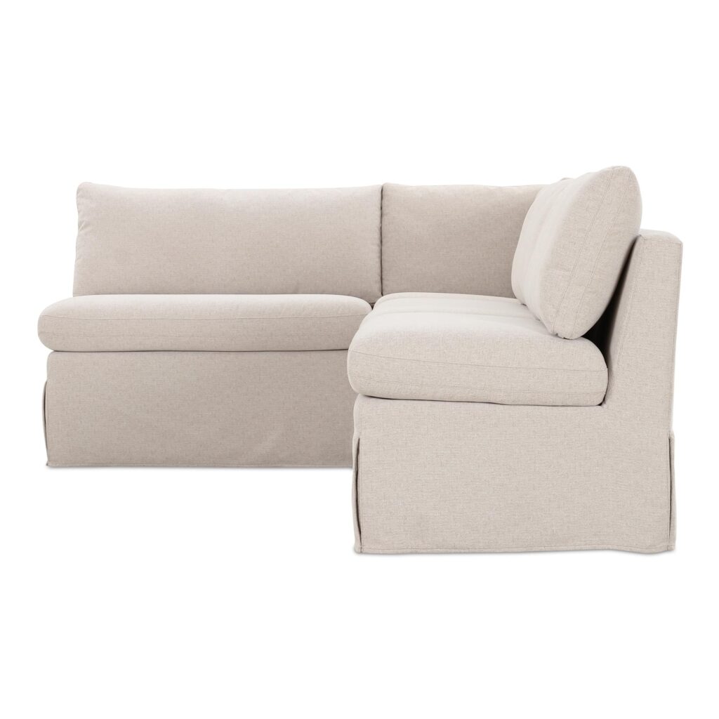 Fable Slipcover Dining Banquette L-Shape Beige 96In - Image 4