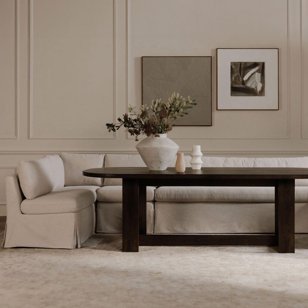 Fable Slipcover Dining Banquette L-Shape Beige  100.5In - Image 10