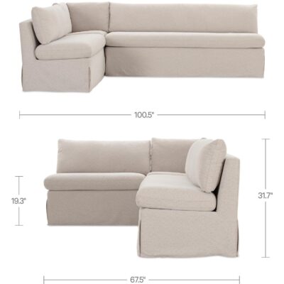 Fable Slipcover Dining Banquette L-Shape Beige 100.5 in. 9 Fable Slipcover Dining Banquette L-Shape Beige 100.5 in. OA-1068-34 OA 1068 34 DIM 70