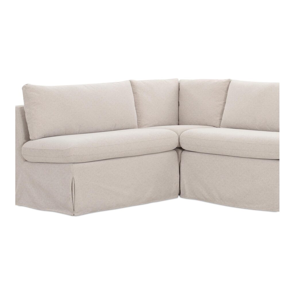 Fable Slipcover Dining Banquette L-Shape Beige 125.5In - Image 6