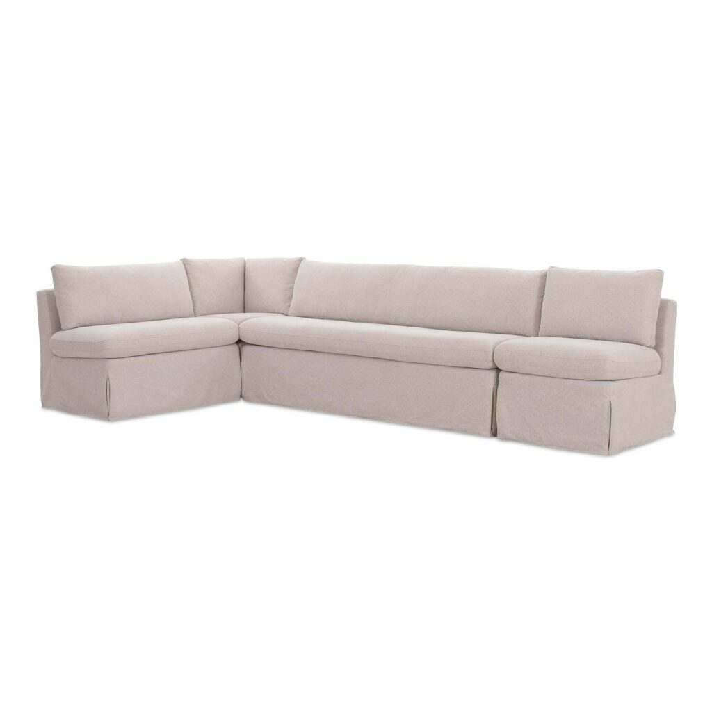 Fable Slipcover Dining Banquette L-Shape Beige 125.5In - Image 3