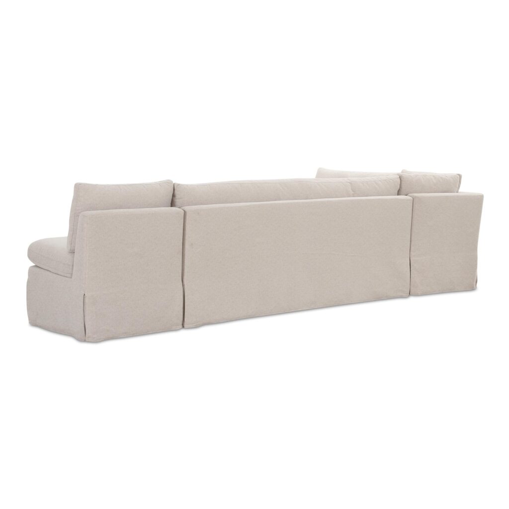 Fable Slipcover Dining Banquette L-Shape Beige 125.5In - Image 2