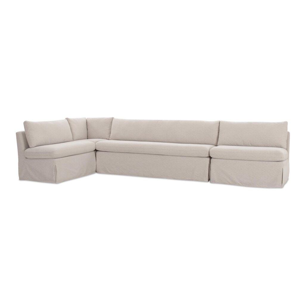 Fable Slipcover Dining Banquette L-Shape Beige 139.5In - Image 3