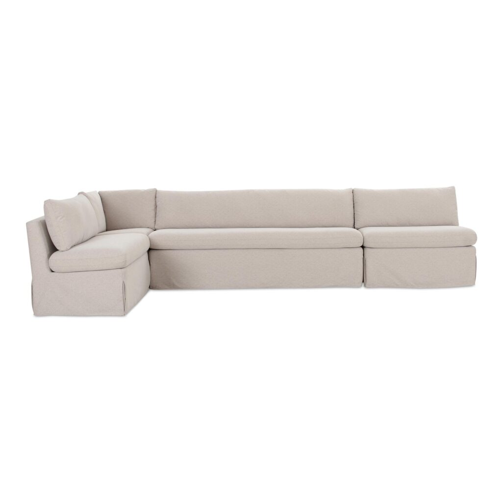Fable Slipcover Dining Banquette L-Shape Beige 139.5In