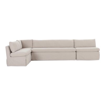 Fable Slipcover Dining Banquette L-Shape Beige 139.5In
