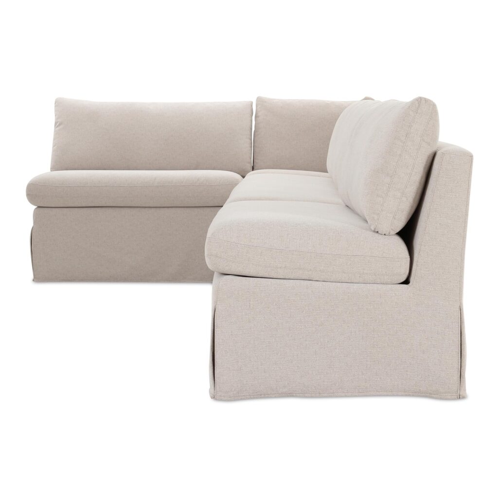 Fable Slipcover Dining Banquette L-Shape Beige 139.5In - Image 4