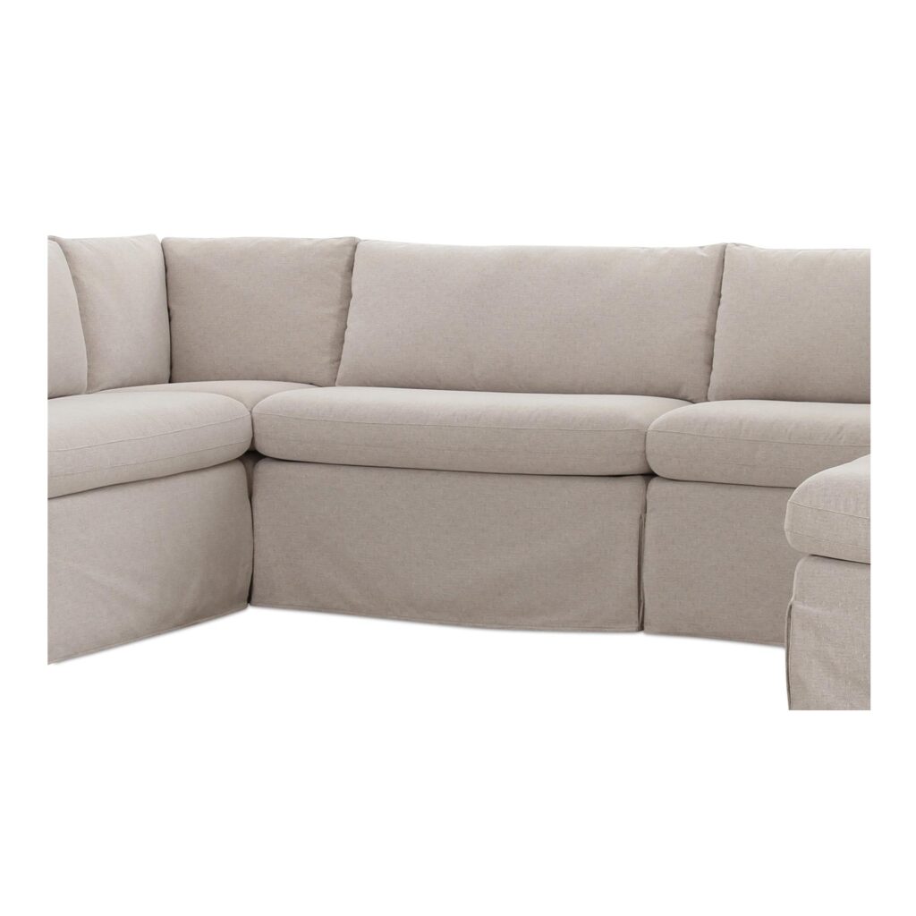 Fable Slipcover Dining Banquette U-Shape Beige 121In - Image 6