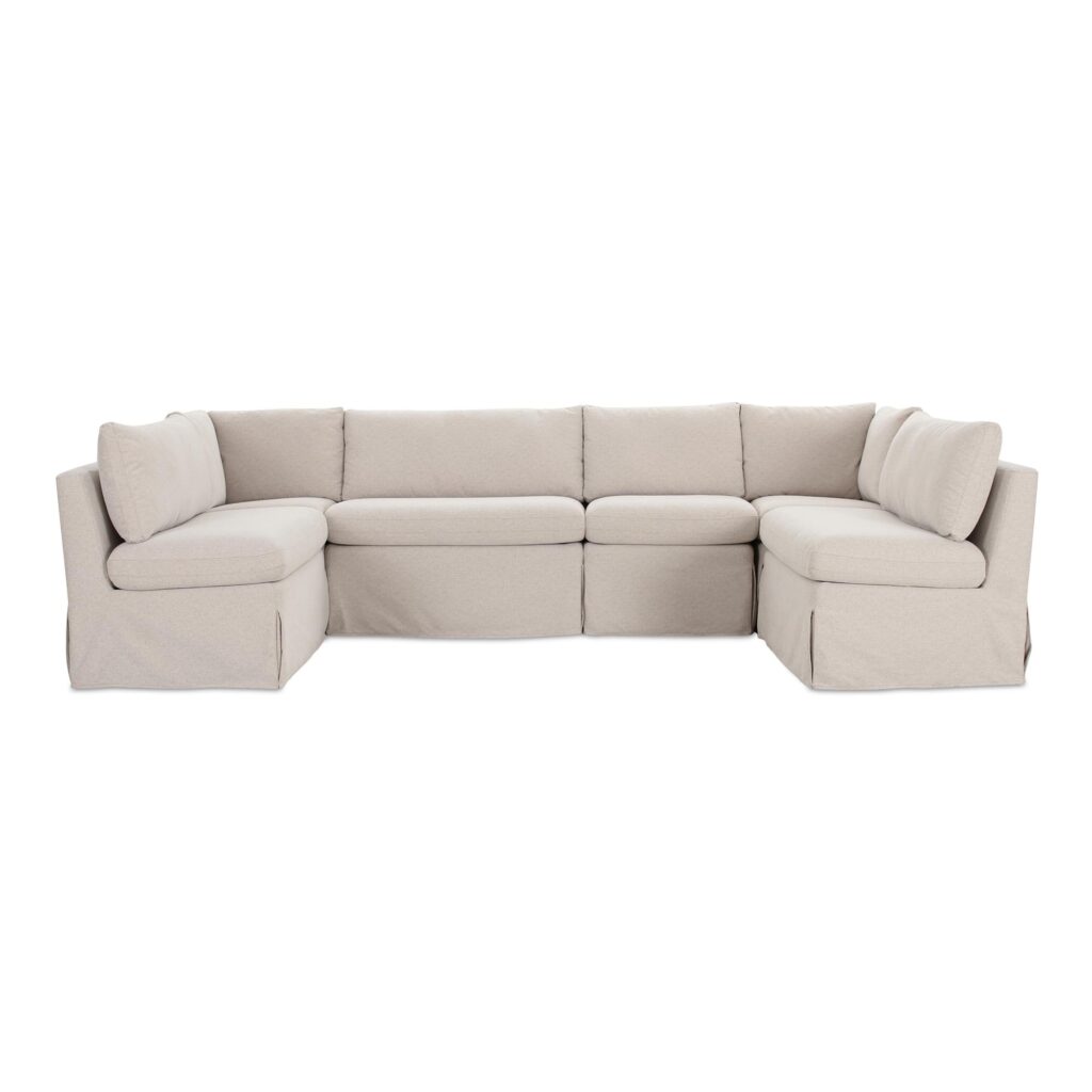 Fable Slipcover Dining Banquette U-Shape Beige 121In