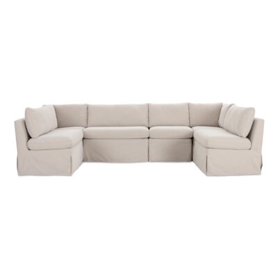 Fable Slipcover Dining Banquette U-Shape Beige 121In