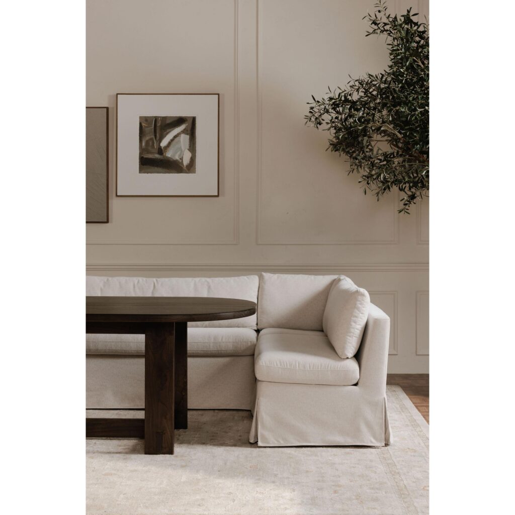 Fable Slipcover Dining Banquette U-Shape Beige 129In - Image 8