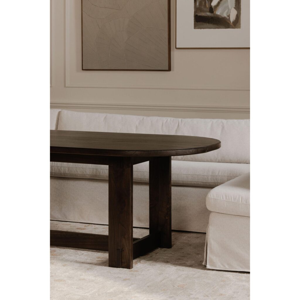 Fable Slipcover Dining Banquette U-Shape Beige 129In - Image 9