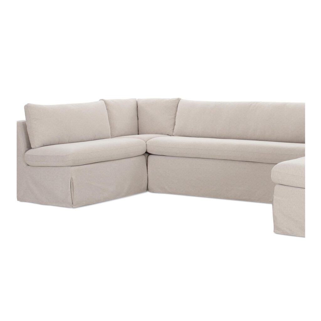 Fable Slipcover Dining Banquette U-Shape Beige 129In - Image 6