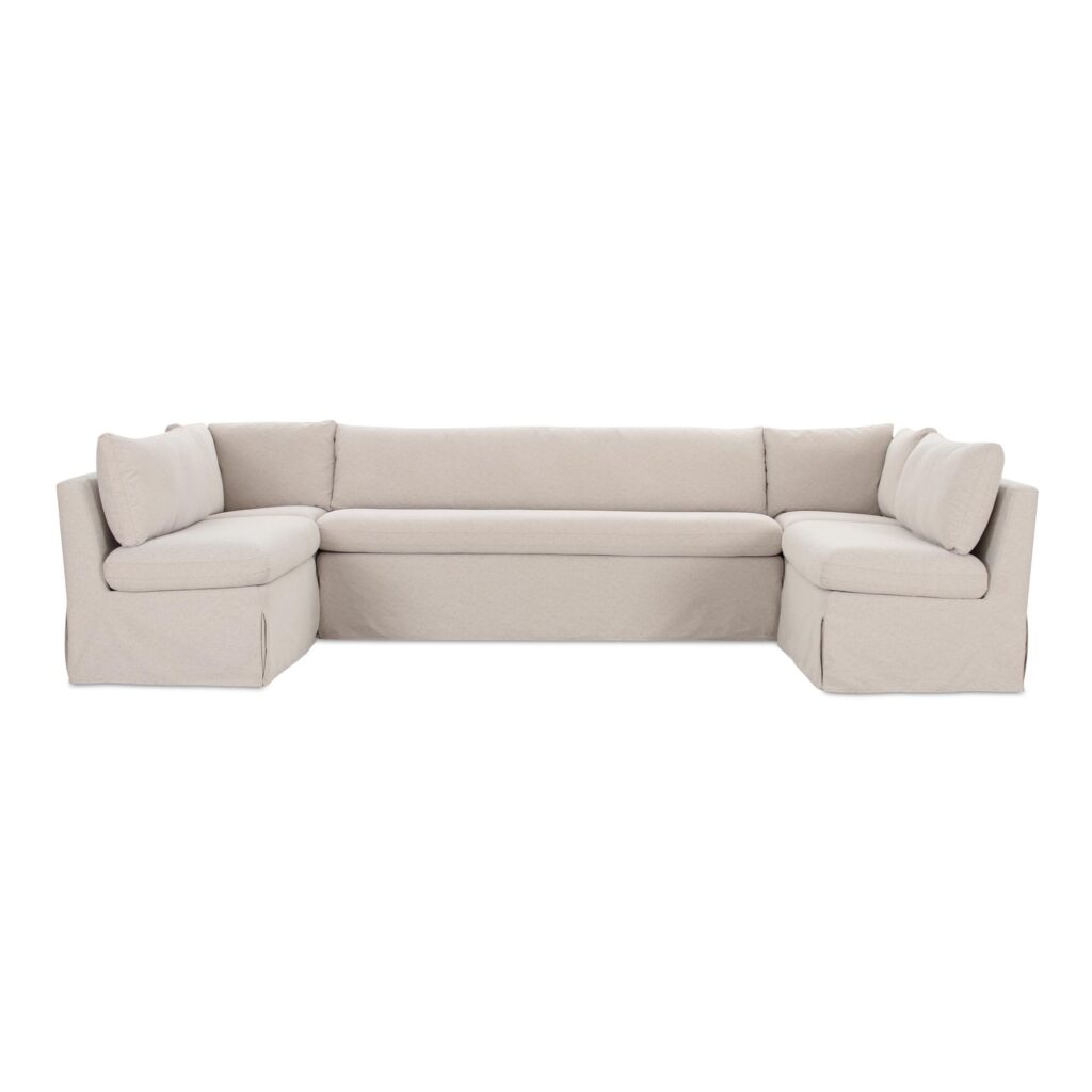 Fable Slipcover Dining Banquette U-Shape Beige 129In