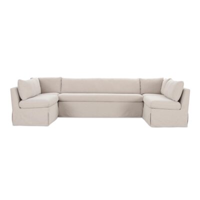 Fable Slipcover Dining Banquette U-Shape Beige 129In
