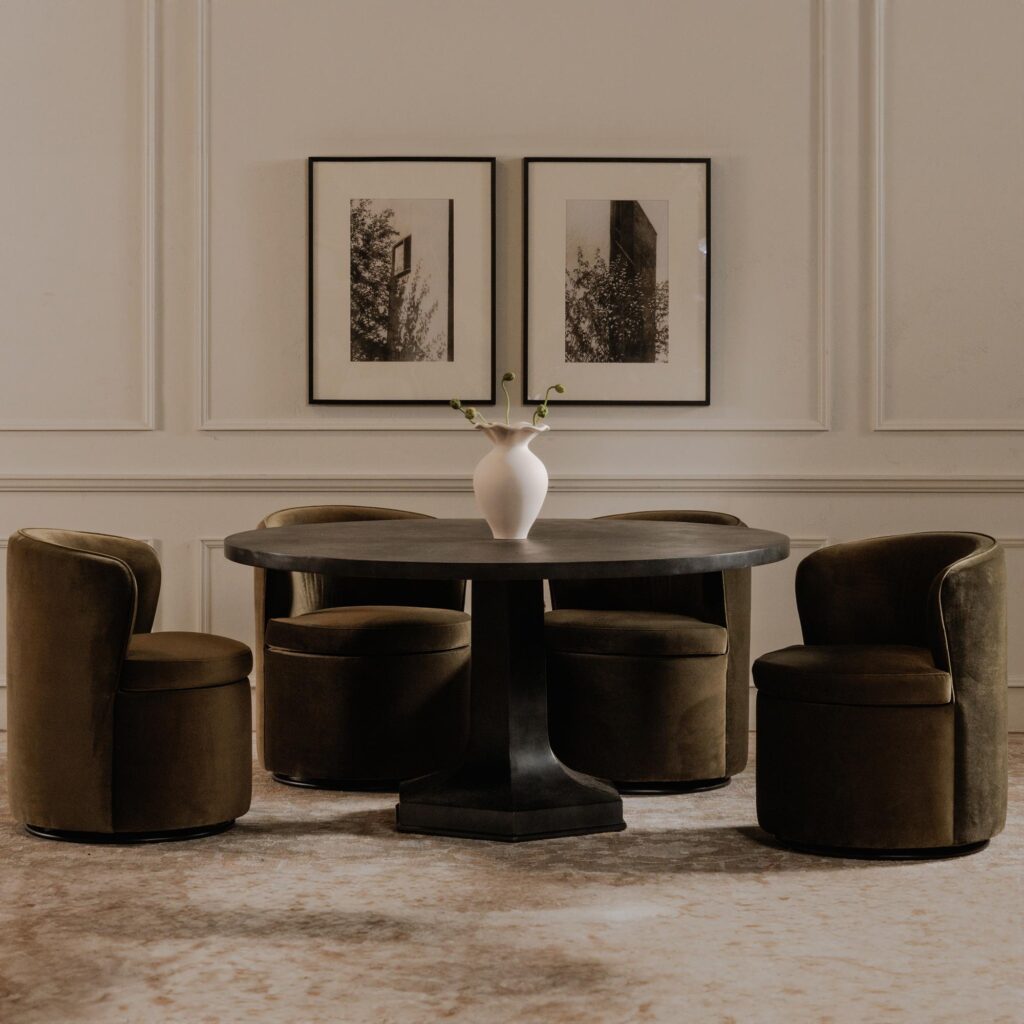 Dane Swivel Dining Chair Faux Green Mohair - Image 9