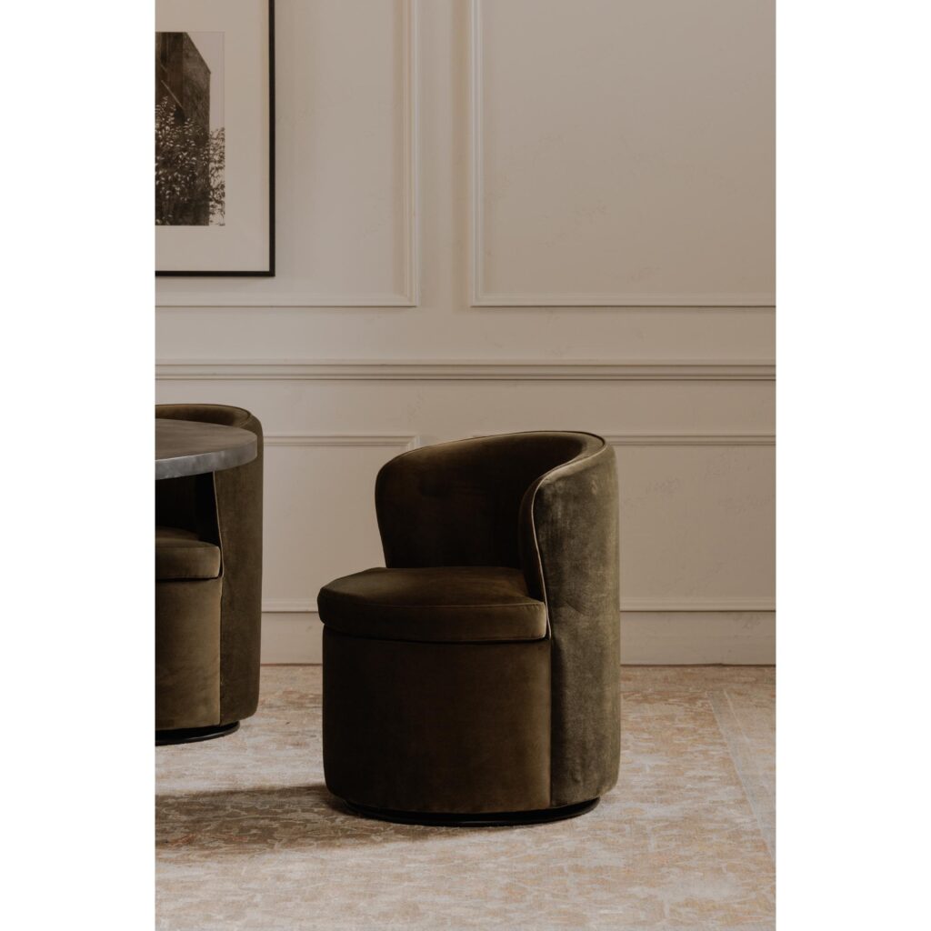 Dane Swivel Dining Chair Faux Green Mohair - Image 8