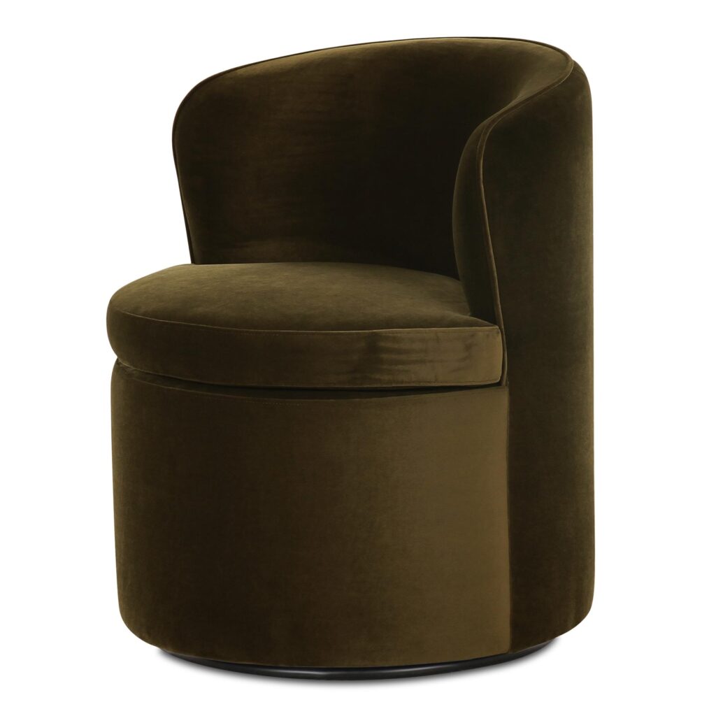 Dane Swivel Dining Chair Faux Green Mohair - Image 3