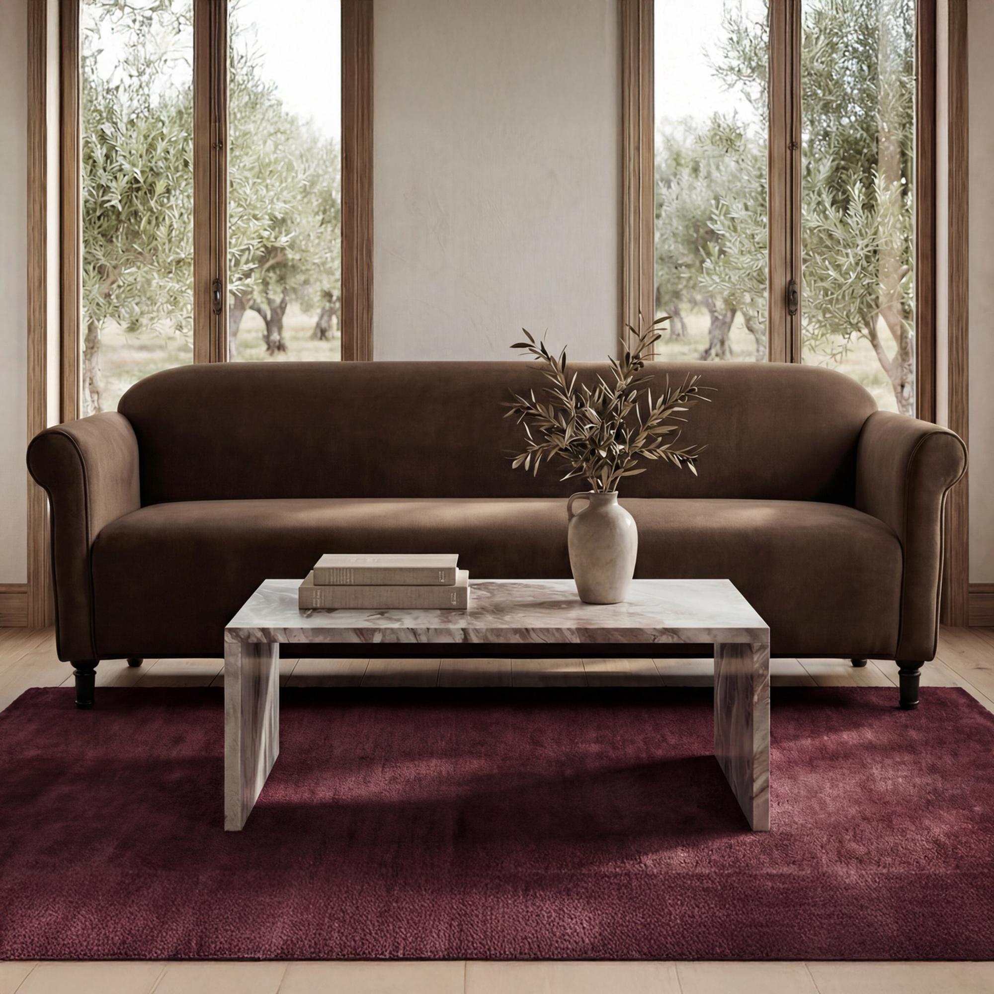 Harmony Sofa Dark Brown Faux Mohair 2 Harmony Sofa Dark Brown Faux Mohair - Image 2