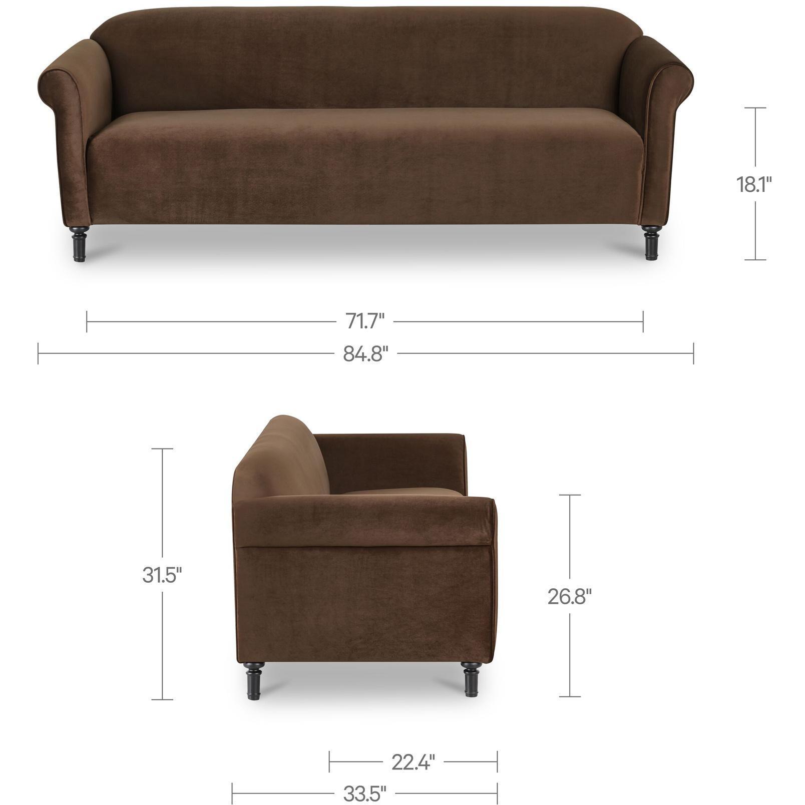 Harmony Sofa Dark Brown Faux Mohair 3 Harmony Sofa Dark Brown Faux Mohair - Image 3