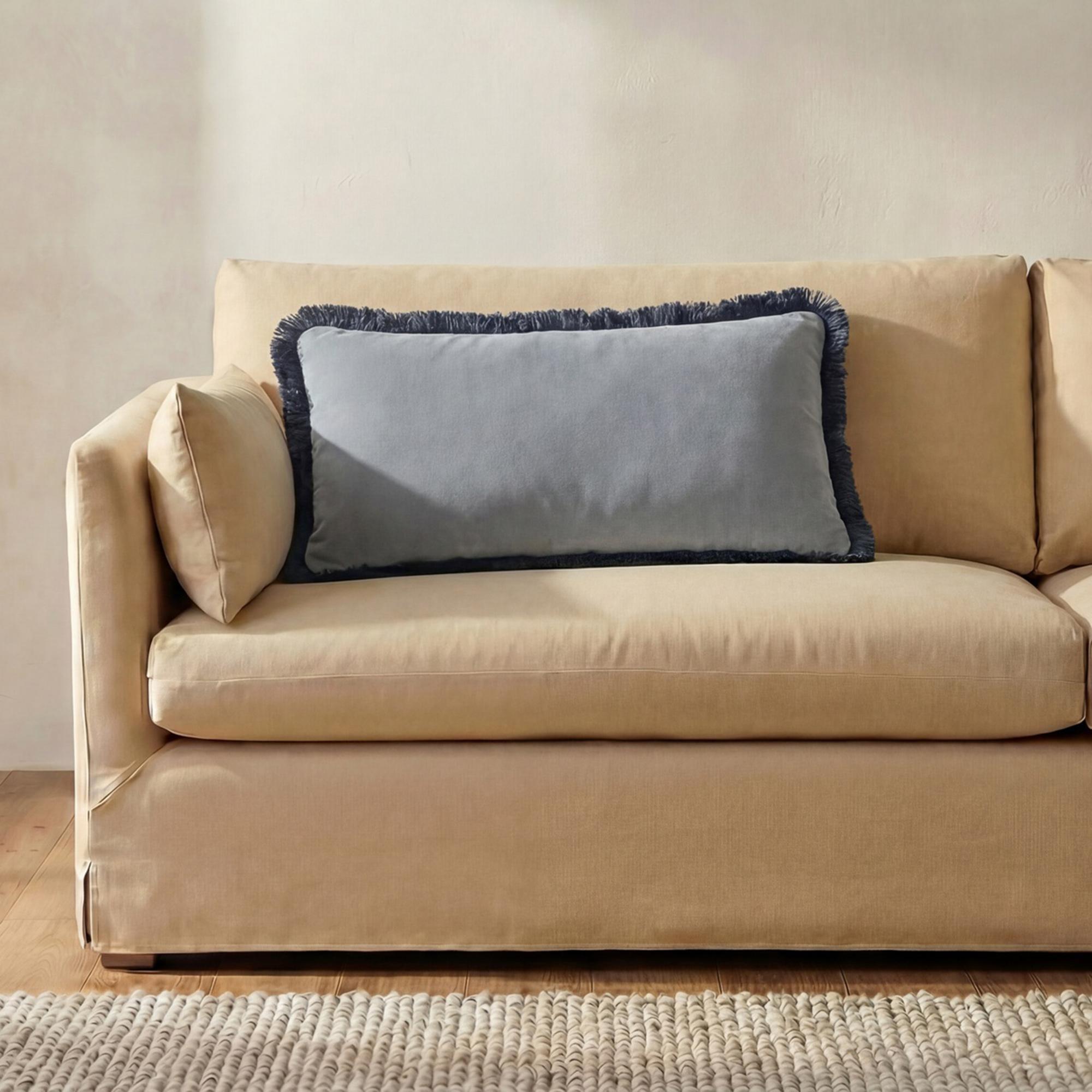 Yasmin Lumbar Cushion Light Blue Faux Mohair 2 Yasmin Lumbar Cushion Light Blue Faux Mohair - Image 2