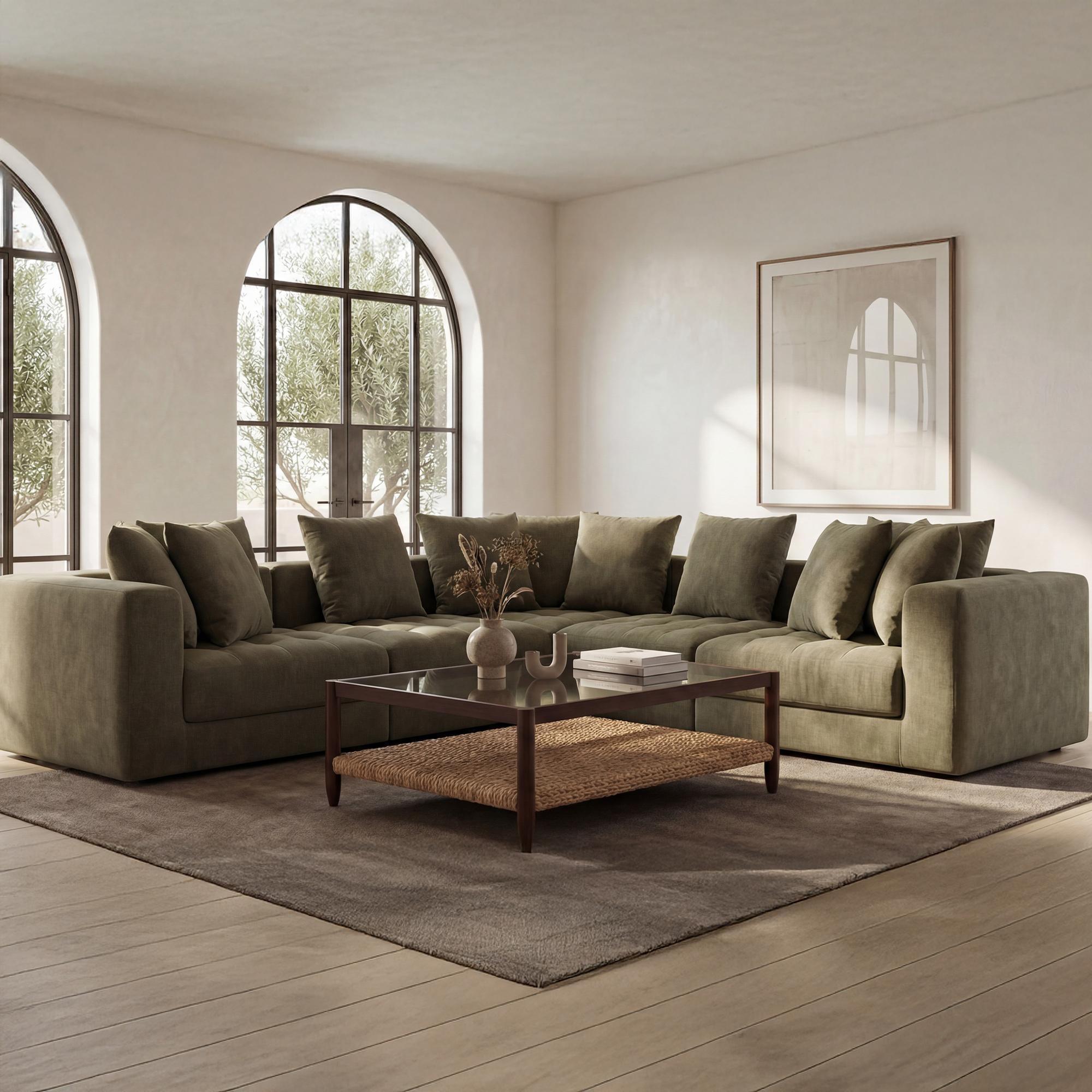 Davie Classic L Modular Sectional Olive 2 Davie Classic L Modular Sectional Olive - Image 2