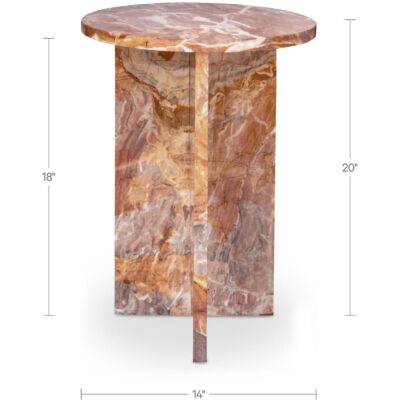 Grace Accent Table Orange Levante Marble PJ-1021-12 PJ 1021 12 70 dim