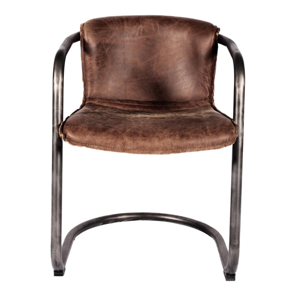 Benedict Dining Chair Grazed Brown Leather (Set of 2) PK-1048-03 PK 1048 03