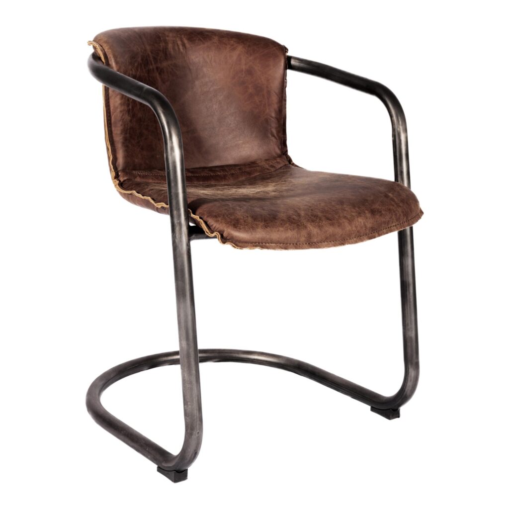 Benedict Dining Chair Grazed Brown Leather (Set of 2) PK-1048-03 PK 1048 03 01