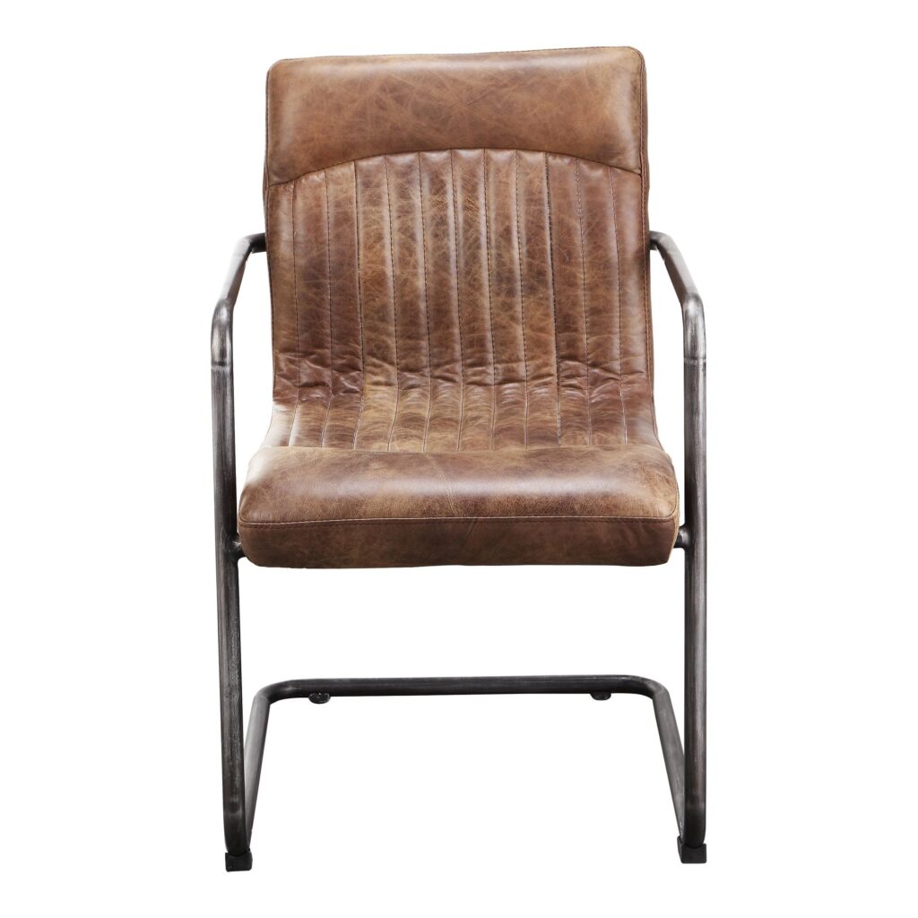 Ansel Arm Chair Grazed Brown Leather (Set of 2) PK-1052-03 PK 1052 03