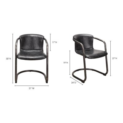 Freeman Dining Chair Onyx Black Leather (Set of 2) 17 Freeman Dining Chair Onyx Black Leather (Set of 2) PK-1059-02 PK 1059 02 70