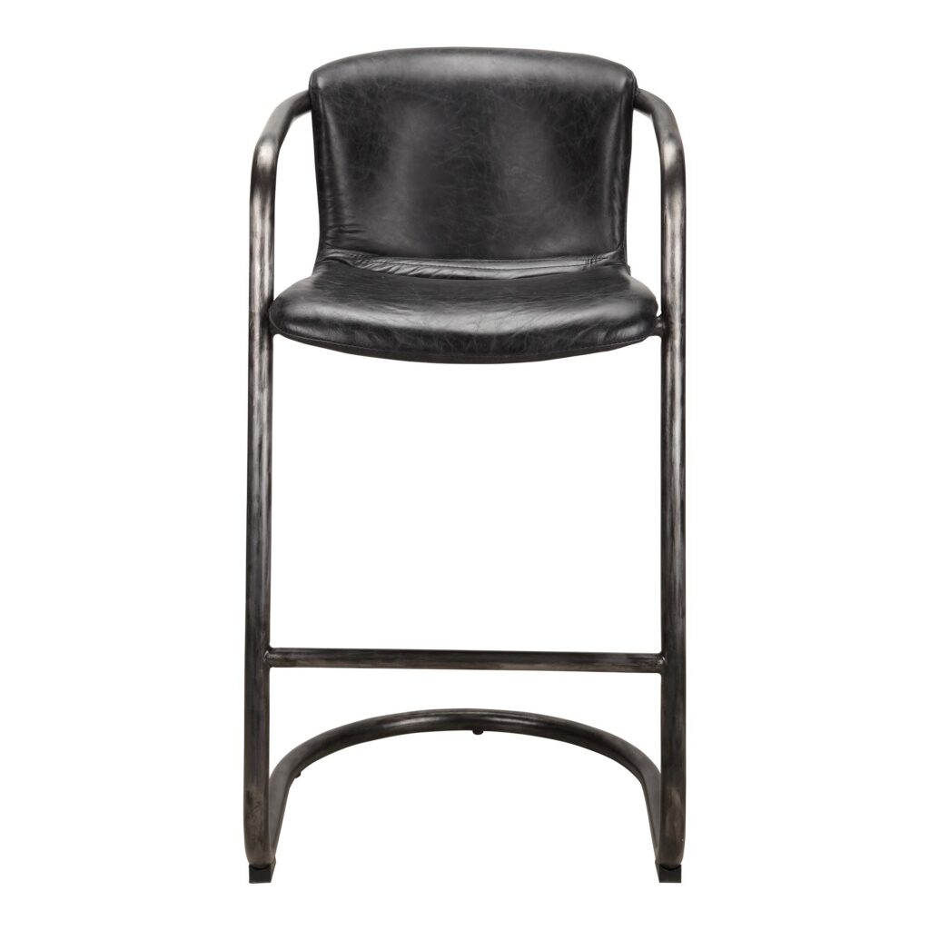 Freeman Barstool Onyx Black Leather (Set of 2) PK-1060-02 PK 1060 02