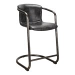 Freeman Counter Stool Onyx Black Leather (Set of 2) PK-1061-02 PK 1061 02 01