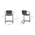 Freeman Counter Stool Onyx Black Leather (Set of 2) PK-1061-02 PK 1061 02 70