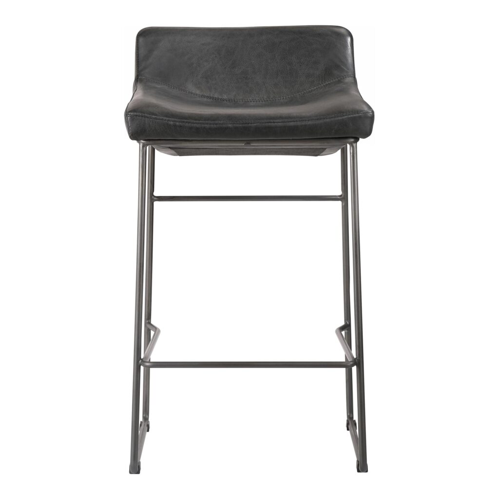 Starlet Counter Stool Onyx Black Leather (Set of 2) PK-1106-02 PK 1106 02