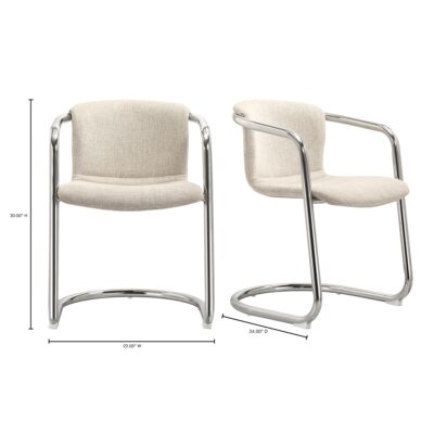 Freeman Chrome Frame Dining Chair Blended Cream - Set of Two PK-1114-37 PK 1114 37 70