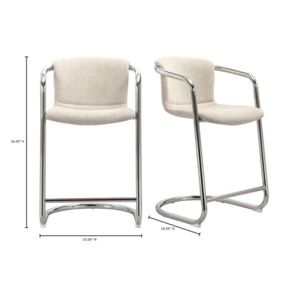 Freeman Chrome Frame Counter Stool Blended Cream - Set of Two PK-1115-37 PK 1115 37 70