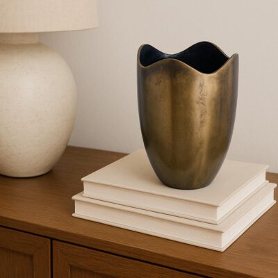 Athena Cast Aluminum Vase Antique Brass QK-1037-51 QK 1037 51 00