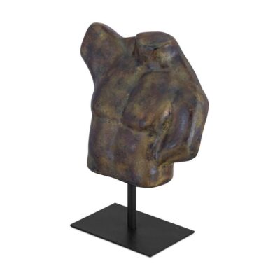 Victor Cast Aluminum Sculpture Dark Green Patina QK-1039-01 QK 1039 01 Victor diagL shadsilo