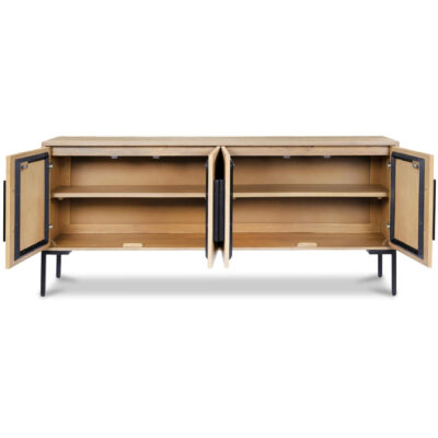 Fishbone Sideboard Natural 9 Fishbone Sideboard Natural QM-1003-24 QM 1003 24 Fishbone front open shadsilo