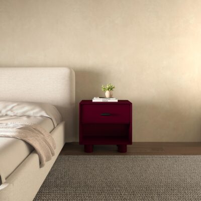 Jolene Nightstand Deep Red 14 Jolene Nightstand Deep Red QO-1013-06 QO 1013 06 10