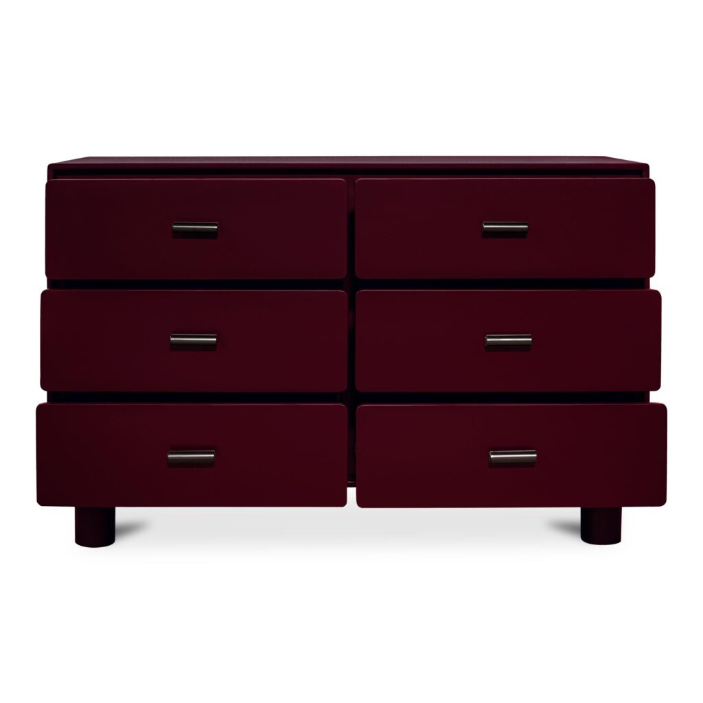 Jolene 6 Drawer Dresser Deep Red - Image 4