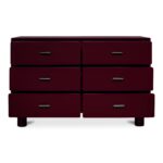 Jolene 6 Drawer Dresser Deep Red QO-1014-06 QO 1014 06 Jolene front open shadsilo