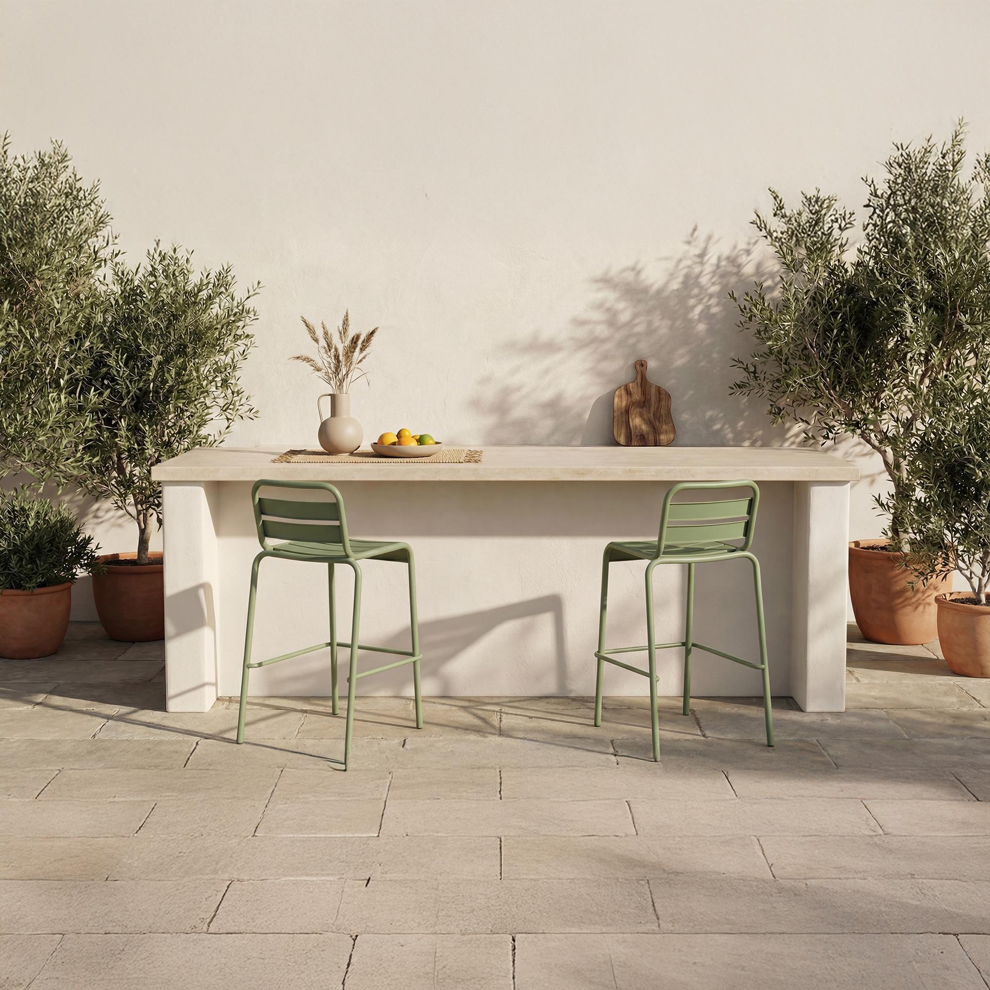 Kade Outdoor Bar Stool Green Set of Two 2 Kade Outdoor Bar Stool Green Set of Two - Image 2