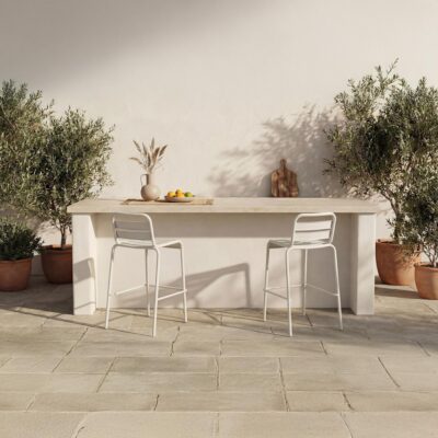 Kade Outdoor Bar Stool White Set of Two QX-1022-18 QX 1022 18 10