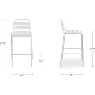 Kade Outdoor Bar Stool White Set of Two QX-1022-18 QX 1022 18 70 dim